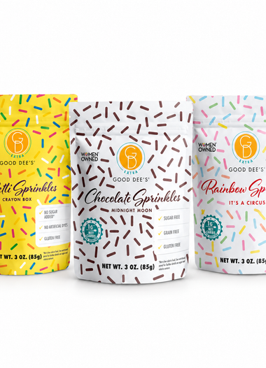 Good Dee's Sprinkles Variety 3-Pack - Confetti, Chocolate & Rainbow