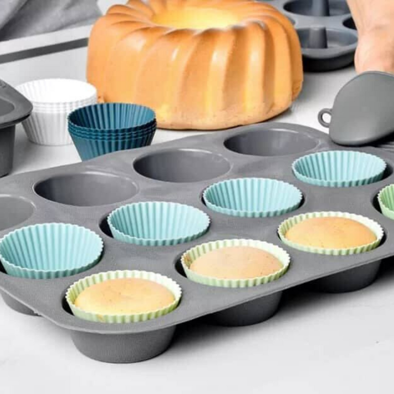 Silicone Baking Pans, Teal Cake Pan (4 Pack)
