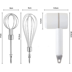 3-Speed Lightweight White Hand Blender Electric Hand Mixer Egg Beater USB  Rechargeable With Stainless Steel Whisk Beater Attachments