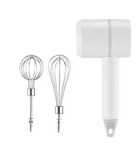 Portable Electric Cordless Handheld Mixer, 3-Speed Adjustable Lightweight USB Rechargeable Hand Mixer Stainless Steel (White)