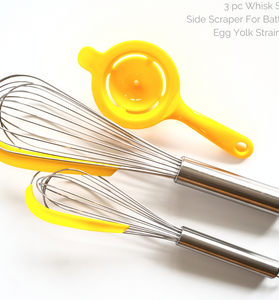 Yellow 3 Piece Whisk Set